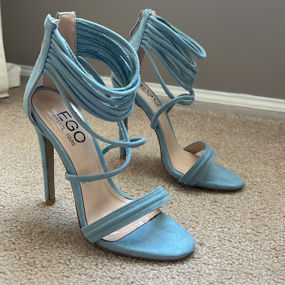 Women’s baby blue suede stiletto high heels size UK 3 EU 36 EGO Shoes